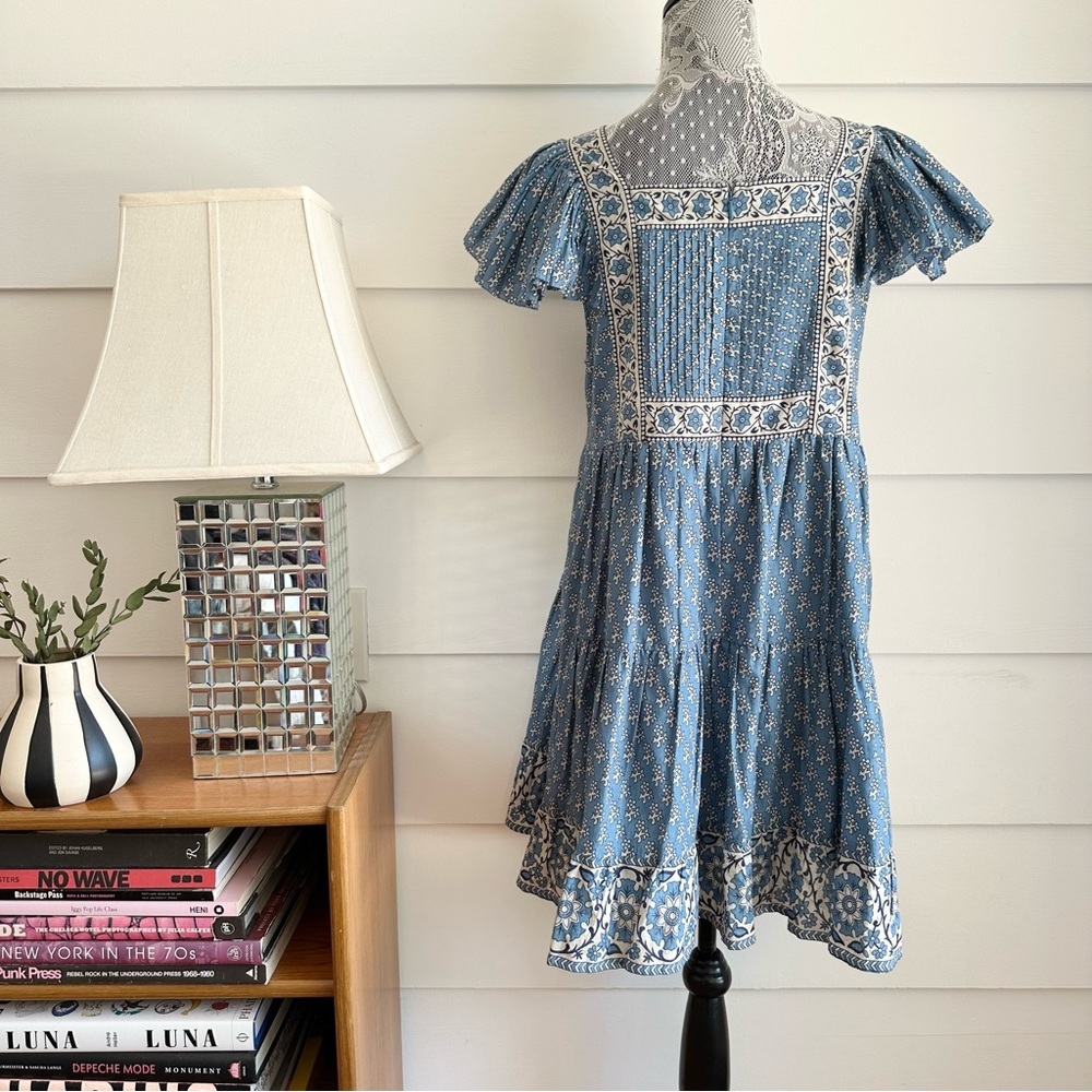 Sea New York Fernanda Tile Print Flutter Sleeve Dress Blue size M - Picture 8 of 12